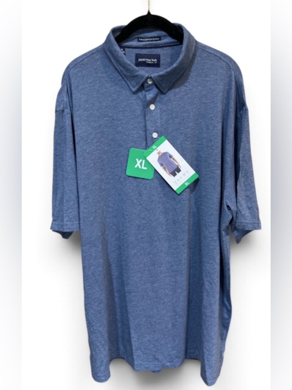 Jach's New York Blue Polo Shirt Subtle Stripe XL Pima Cotton Blend